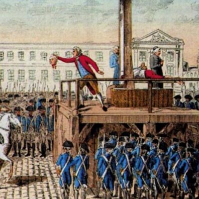 ilustração representa a execução de Luís 16 durante a Revolução Francesa