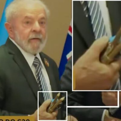 Lula pega 2 lápis após reunião do G20