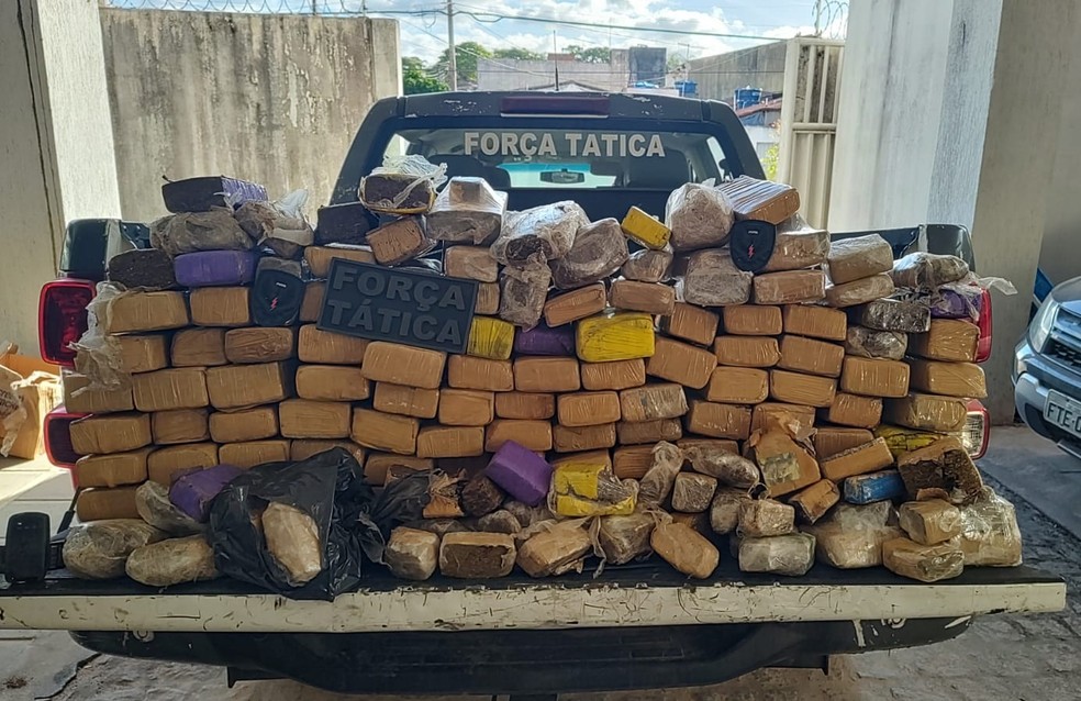 Polícia apreende 70 kg de maconha na Zona Oeste de Natal — Foto: Divulgação/PMRN