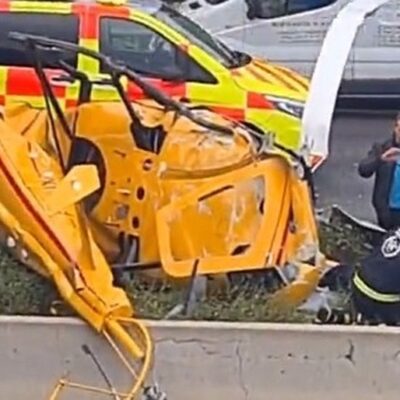 Helicóptero cai em rodovia de Madri e deixa três pessoas feridas