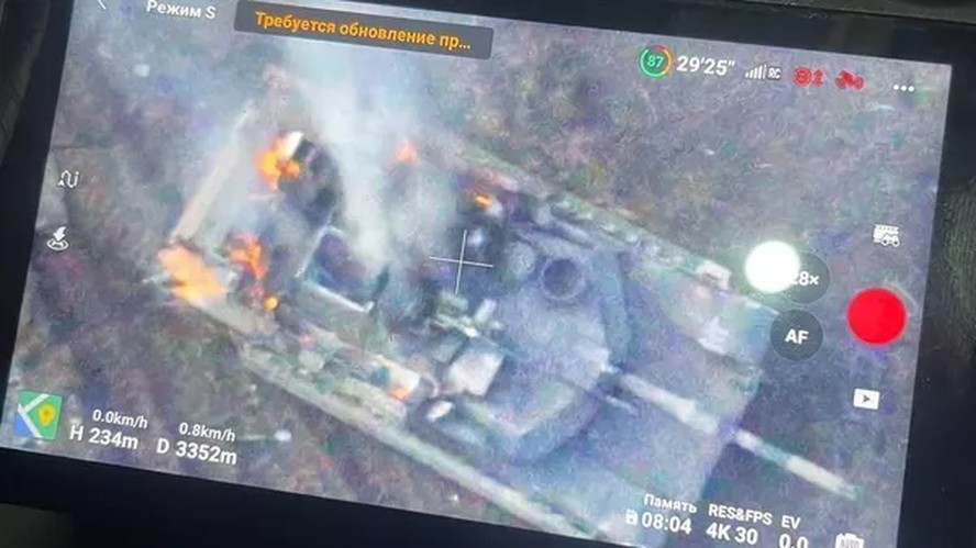 Tanque Abrams foi destruído por um drone