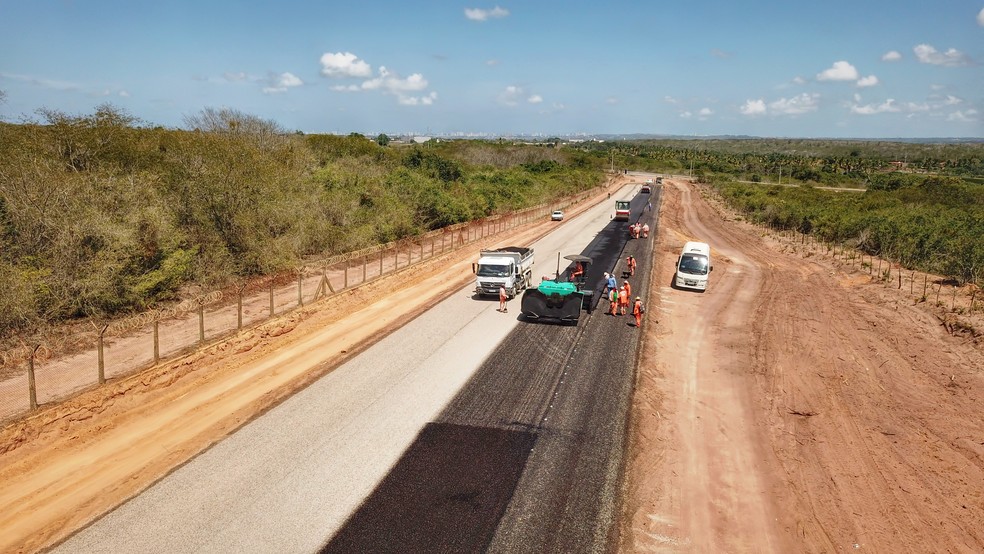 Obra em estrada no RN — Foto: Governo do RN/Divulgação