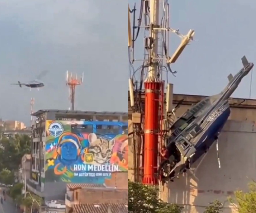 Piloto de helicóptero perdeu controle e se chocou contra torre de comunicações, em Medellín