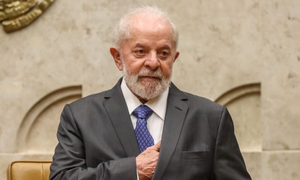 Brasília (DF), 22/02/2024, O Supremo Tribunal Federal (STF) realiza sessão solene de posse do novo ministro da Corte, Flávio Dino. Na foto o presidente Lula.  Foto: Valter Campanato/Agência Brasil