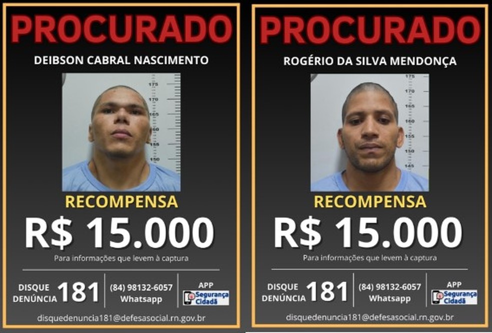 PF divulgou recompensa por informações sobre os fugitivos — Foto: Divulgação