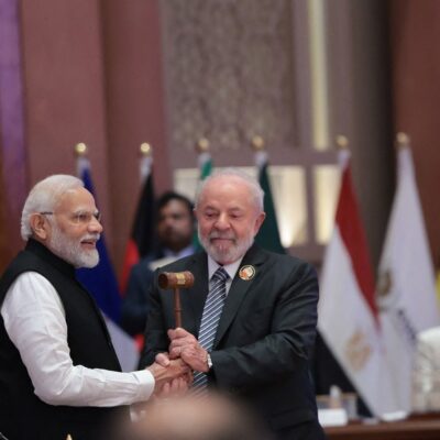 Lula e o primeiro-ministro da Índia,  Narendra Modi, durante cúpula do G20