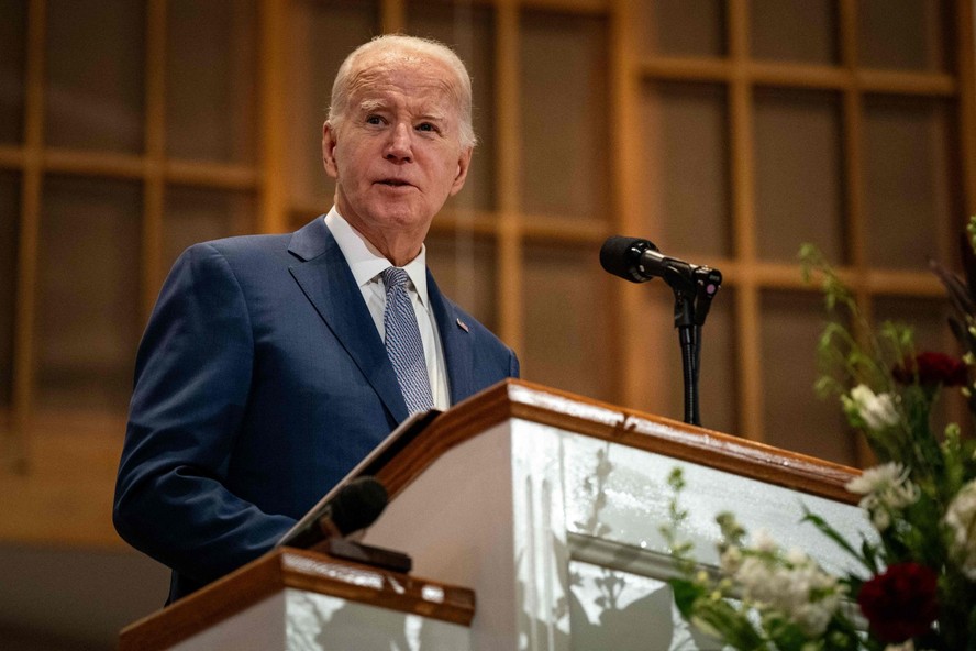 Biden discursa na Igreja de São João Batista em Columbia, Carolina do Sul