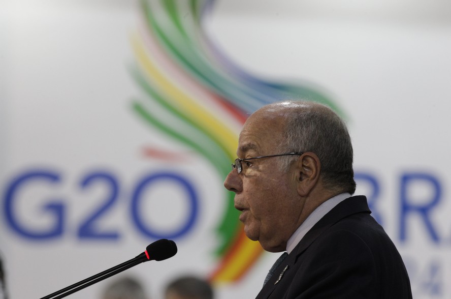 Ministro das Relações Exteriores, Mauro Vieira, faz pronunciamento após o fim da reunião de chanceleres do G20