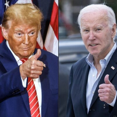 Ex-presidente dos EUA, Donald Trump (E), e atual presidente, Joe Biden, possíveis candidatos na disputa pela Casa Branca