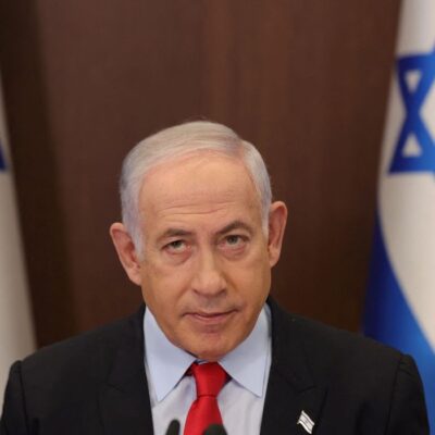 Primeiro-ministro de Israel, Benjamin Netanyahu, durante reunião semanal de seu gabinete em Jerusalém