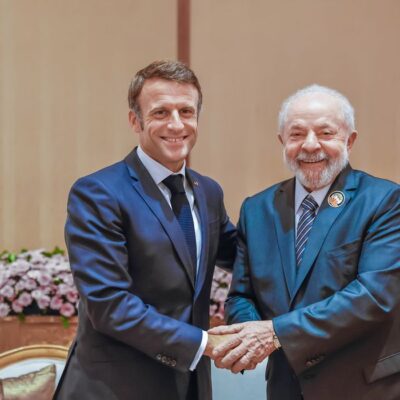 Nova Delhi, Índia, 10.09.2023 - Presidente Lula se reúne com o Presidente da República Francesa, Emmanuel Macron, no Bharat Mandapam. Nova Delhi – Índia. Foto: Ricardo Stuckert/PR