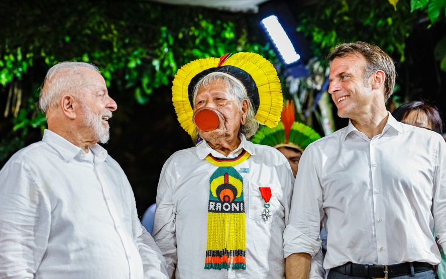 Lula, Macron e Raoni em Belém (PA)