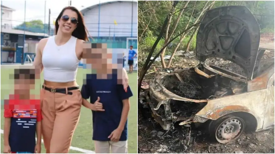 Carro de mulher que desapareceu em SP após deixar filhos com amiga é encontrado queimado