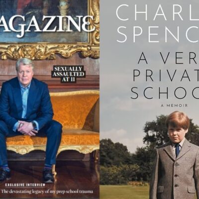 À esquerda, Charles Spencer em entrevista ao jornal britânico Times; à direita, a capa do livro de memórias do irmão da princesa Diana