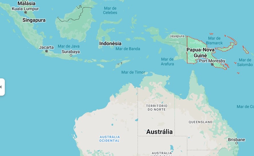 Mapa da região de Papua Nova Guiné