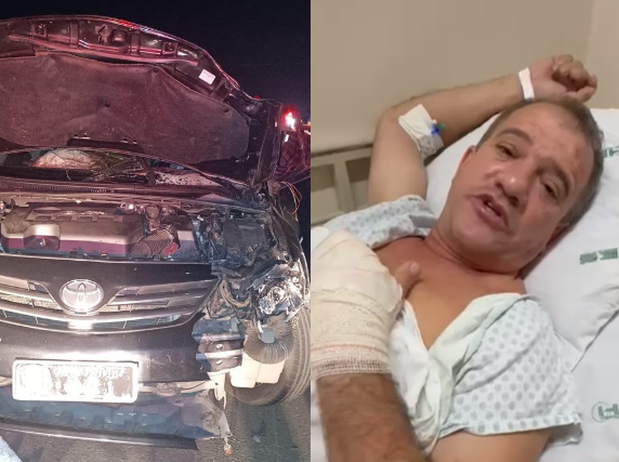 Prefeito Cláudio Schooder, conhecido como Leitinho, grava vídeo em hospital após acidente