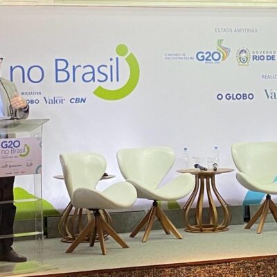 O diretor de redação do GLOBO, Alan Gripp, durante abertura de encontro sobre G20