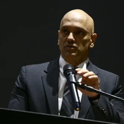 O presidente do TSE, Alexandre de Moraes, durante cerimônia de posse do diretor-geral da PF, na sede da corporação, em Brasília.