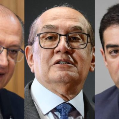 Da esquerda para a direita: Geraldo Alckmin, Gilmar Mendes e Bruno Dantas. As autoridades participarão da abertura do evento em SP