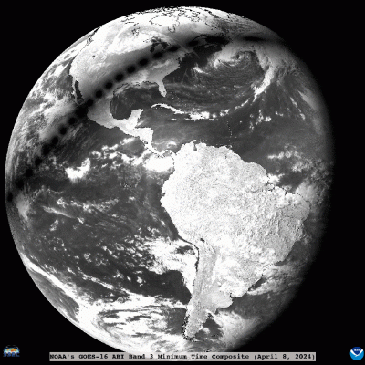 Eclipse solar total capturado por satélite da Universidade de Wisconsin, nos EUA