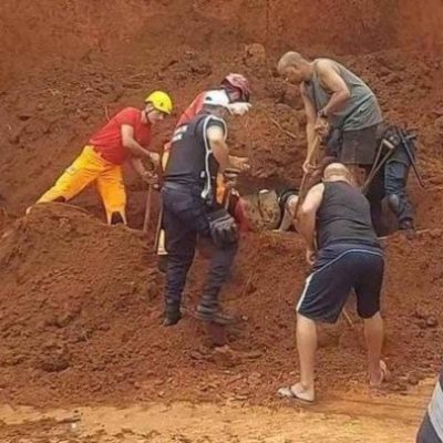 Idoso morre e homem fica ferido em deslizamento de terra em obra em Itajubá, no sul de Minas
 -  (crédito: CBMMG)