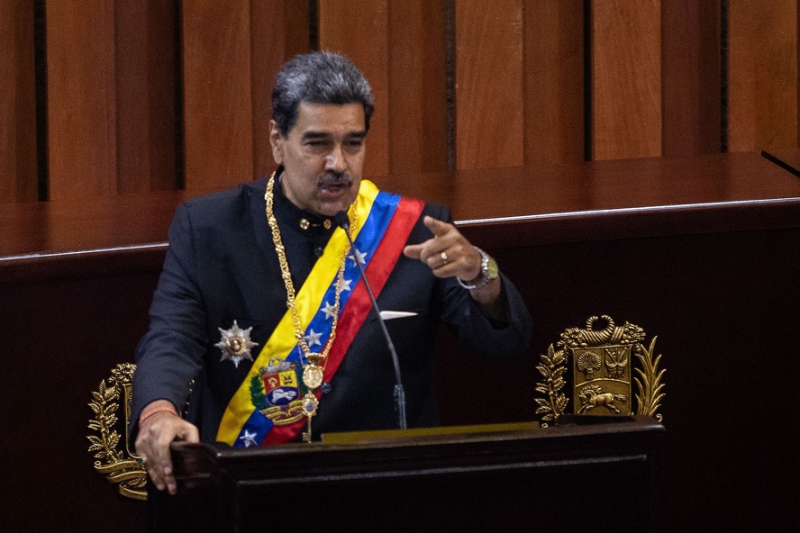 O presidente da Venezuela, Nicolás Maduro, em discurso na Suprema Corte de Justiça