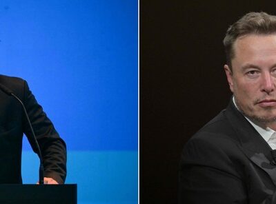 O presidente argentino, Javier Milei (esq.), e o magnata Elon Musk