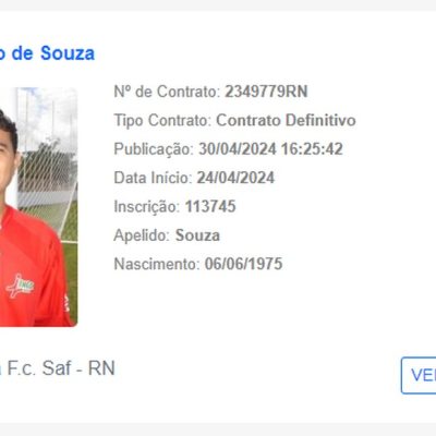 Souza apareceu no BID da CBF um dia antes de América-RN x Corinthians — Foto: Reprodução