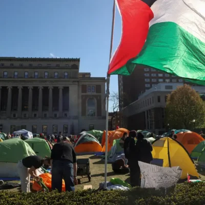 Protesto pró-Palestina na Universidade de Columbia, nos EUA
25/04/2024
REUTERS/Caitlin Ochs