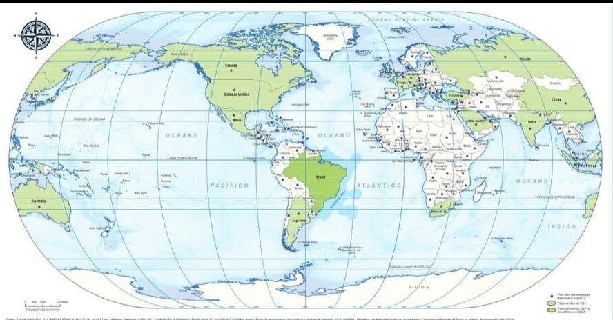 IBGE lançou mapa com Brasil no centro do mundo