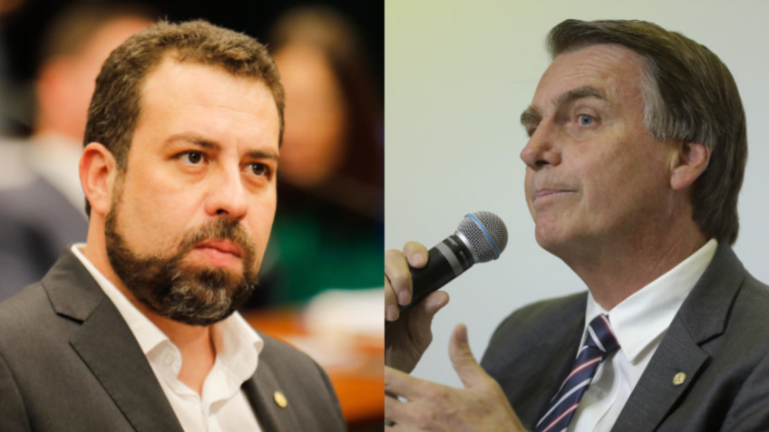 Deputado federal Guilherme Boulos à esquerda e ex-presidente Jair Bolsonaro à direita.