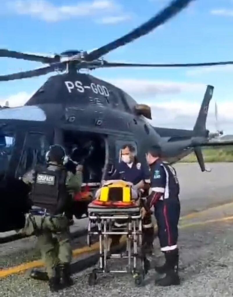 Menino de 11 anos cai de bicicleta e é transferido de helicóptero de Caicó para Natal — Foto: Reprodução