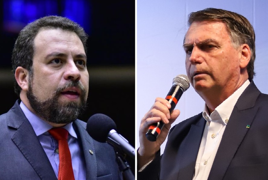 O deputado federal Guilherme Boulos (PSOL) e o ex-presidente Jair Bolsonaro (PL)