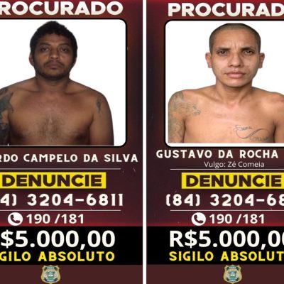 Governo oferece R$ 5 mil por informações que levem a prisão de cada um dos fugitivos da Penitenciária Rogério Coutinho Madruga — Foto: Reprodução