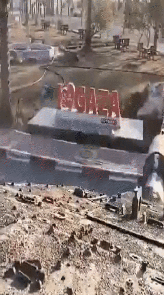 Invasão de Israel em Rafah: vídeo mostra momento em que tanque destrói letreiro 'Eu amo Rafah'