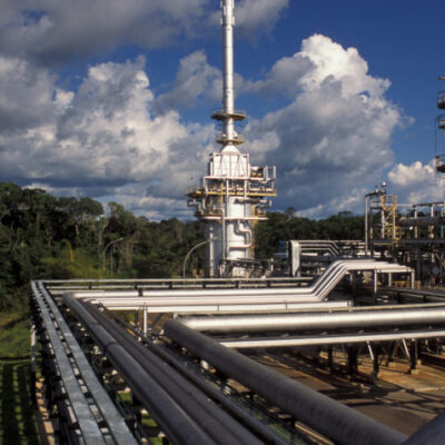 Gasoduto da Petrobras na UPGN (Unidade de Processamento de Gás Natural) de Urucu, no Amazonas
