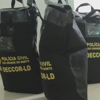 Bolsas com materiais apreendidos durante operação — Foto: Polícia Civil/Divulgação