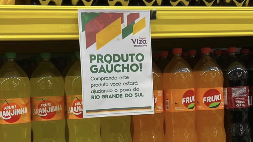 Supermercado de Santa Catarina destacando produtos gaúchos