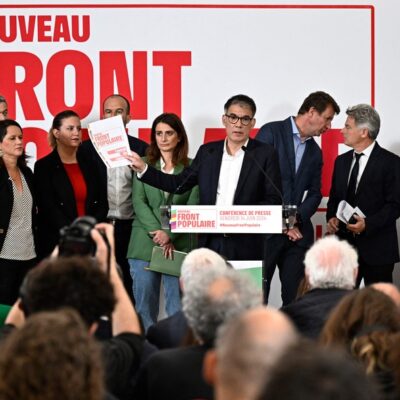 Parlamentares de esquerda apresentam manifesto da Nova Frente Popular, que vai concorrer nas eleições da França