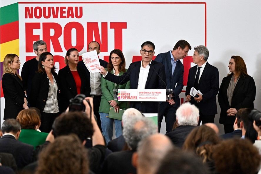 Parlamentares de esquerda apresentam manifesto da Nova Frente Popular, que vai concorrer nas eleições da França