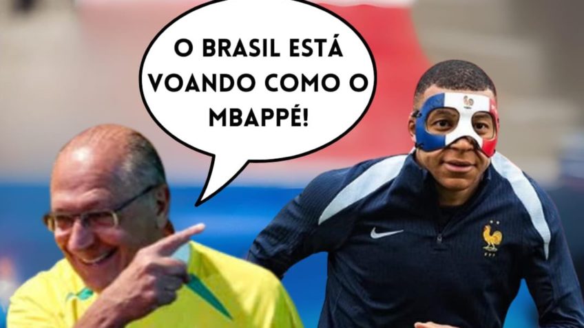 O vice-presidente Geraldo Alckmin tem usado eventos do esporte e da cultura para elogiar o governo; na foto, uma montagem com o jogador Mbappé