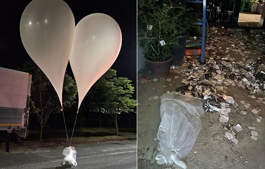Balões enviados com lixo pela Coreia do Norte
