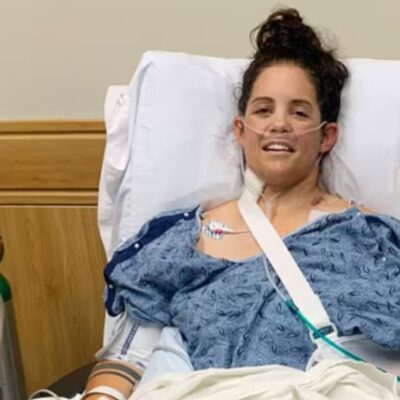 Ashley Piccirilli no hospital Baystate Medical Center depois de ser enterrada viva por pelo menos trinta minutos