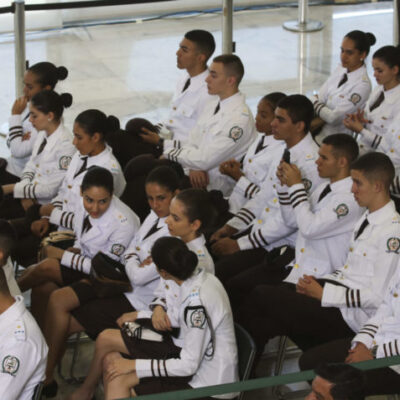 Alunos de escola cívico-militar durante lançamento do Pecim em Brasíli