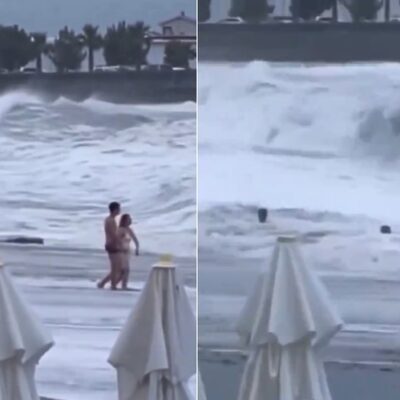 Mulher é arrastada por onda e desaparece em praia da Rússia