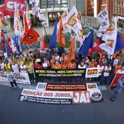 São Paulo  SP 18/06/202 Centrais sindicais fazem Ato contra os juros altos, na frente do Banco Central. Foto Paulo Pinto/Agencia Brasil