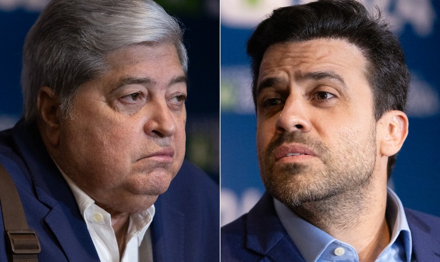 José Luiz Datena (PSDB) e Pablo Marçal (PRTB): em debate da TV Cultura, apresentador arremessou cadeira em ex-coach
