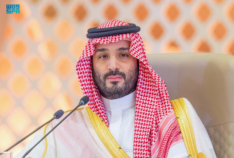 Mohammed bin Salman durante o encontro da Liga Árabe em Jeddah.