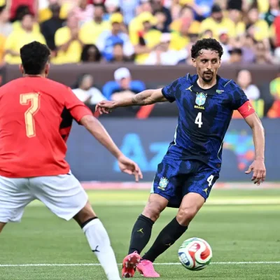 Soccer Football - International Friendly - Brazil v Egypt - Huntington Bank Field, Cleveland, Ohio, U.S. - June 6, 2026 Brazil's Marquinhos in action IMAGN IMAGES via Reuters/Ken Blaze