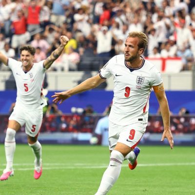 Soccer Football - FIFA World Cup 2026 - Group L - England v Croatia - Dallas Stadium, Arlington, Texas, U.S. - June 17, 2026 England's Harry Kane celebrates scoring their second goal REUTERS/Hannah Mckay